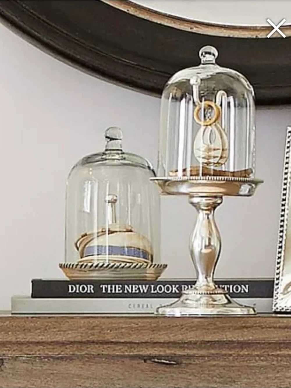 Pottery Barn Clear Glass Cloche with Silver Pedestal